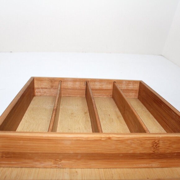 Bed Bath & Beyond 14" Bamboo Drawer Utensil Organizer Flatware Cutlery Tray - Picture 7 of 15